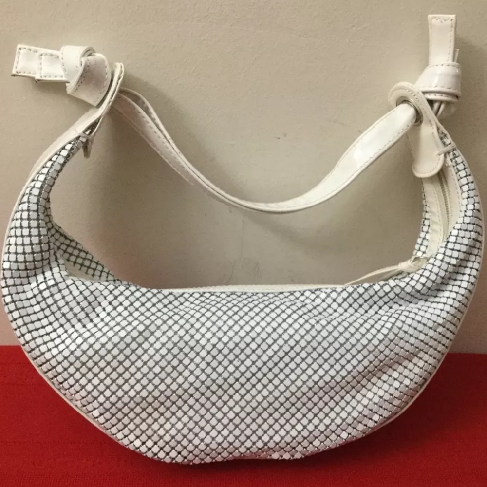 Jana Feifer White Metallic Mesh Medium Hobo Bag